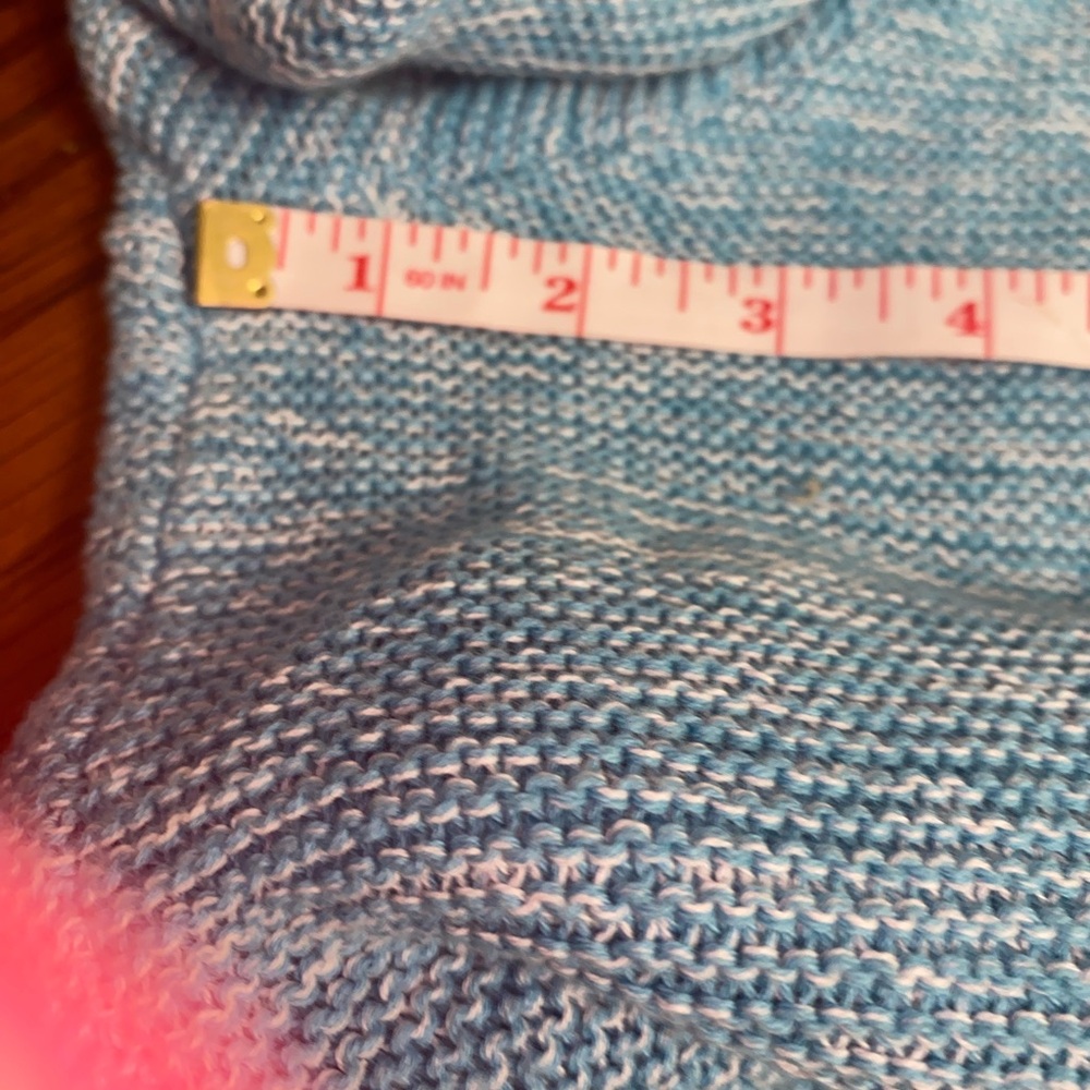 Cardigan Sweater 3X Teal Knit Open Long 1-Button Rolled Trim V-Neck Cottagecore - Picture 12 of 14